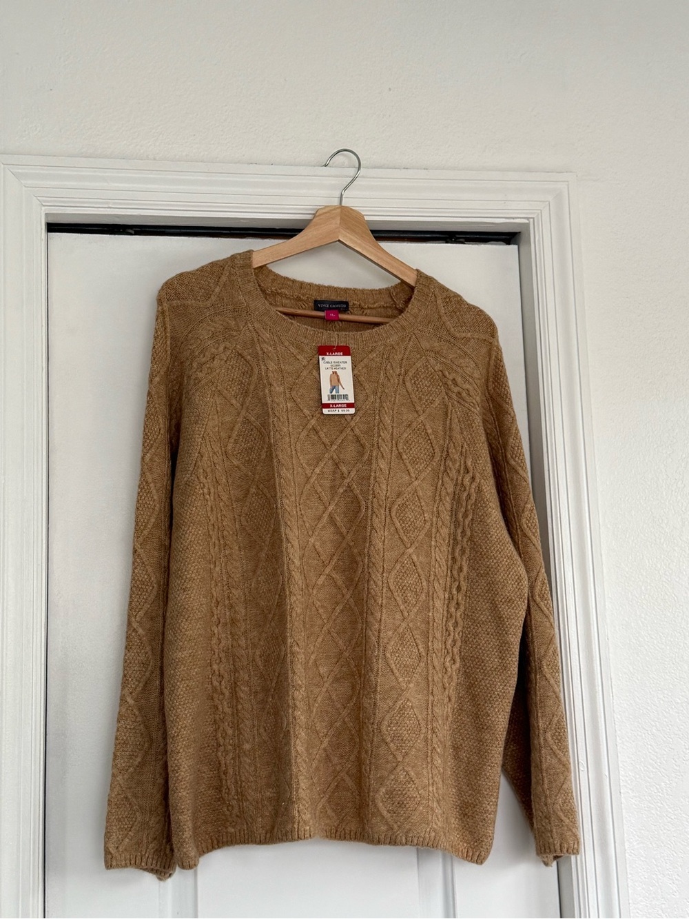 Vince Camuto Women's Cable Knit Crew Sweater - Camel